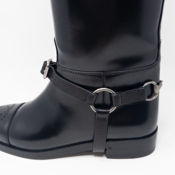 Gucci Zelda Horsebit Double G Harness Riding Jumping Boots GG Womens 37 EU 7 US - Picture 3 of 14